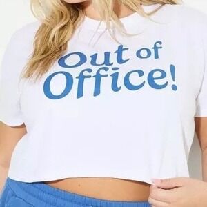 Torrid LoveSick Out of Office Graphic Crop Top White Cotton Tee Size 2